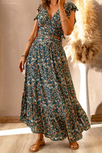 Load image into Gallery viewer, Green Floral Crop Top and Maxi Skirt Set
