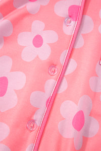 Pink Flower Print Pajamas Set