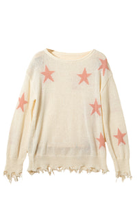 Raw Hem Star Sweater