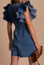 Load image into Gallery viewer, Denim Ruffle Sleeve Romper
