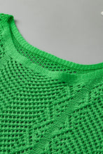 Load image into Gallery viewer, Green Pointelle Knit Scallop Edge Short Sleeve Top
