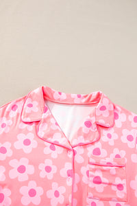 Pink Flower Print Pajamas Set
