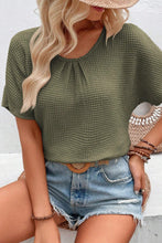 Load image into Gallery viewer, Moss Green Guipure Lace Patch Textured T-shirt
