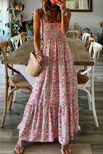 Load image into Gallery viewer, White Boho Floral Smocked Ruffled Maxi Dress
