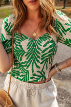 Load image into Gallery viewer, Tropical Leaf Print Smocked Crop Top
