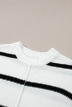 Load image into Gallery viewer, White Striped Batwing Sleeve Sweater Tee
