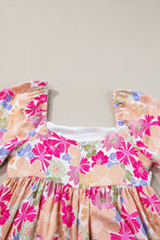 Load image into Gallery viewer, Rose Summer Floral Square Neck Puff Sleeve Babydoll Dress
