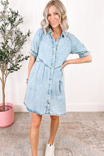 Load image into Gallery viewer, Mineral Wash Ruffled Denim Dress
