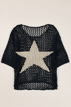 Load image into Gallery viewer, Black Star Graphic Crochet Knitted Summer Sweater Top
