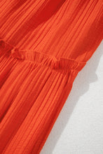 Load image into Gallery viewer, Orange Off Shoulder Balloon Sleeve Cutout Ruffled Maxi Dress
