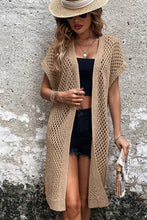Load image into Gallery viewer, Camel Batwing Sleeve Pointelle Knit Open Front Cardigan
