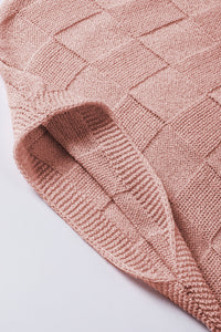 Dusty Pink Woven Design Knit Sweater