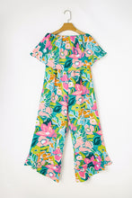 Load image into Gallery viewer, Green Mix Tropical Print Strapless Ruffled Jumpsuit
