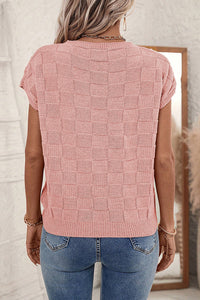 Dusty Pink Woven Design Knit Sweater