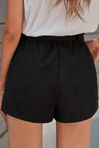 Black Paperbag waist Shorts