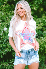 Load image into Gallery viewer, White Star Patchwork Loose T-shirt
