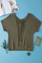 Load image into Gallery viewer, Moss Green Guipure Lace Patch Textured T-shirt
