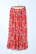 Load image into Gallery viewer, Red Floral Ruffled Crop Top and Maxi Skirt Set
