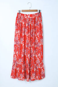 Red Floral Top and Maxi Skirt Set