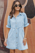 Load image into Gallery viewer, Mineral Wash Ruffled Denim Dress
