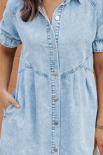 Load image into Gallery viewer, Mineral Wash Ruffled Denim Dress
