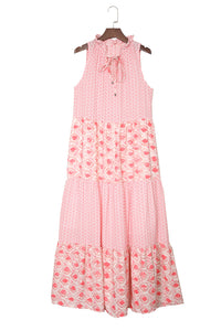 Pink Print Maxi Dress