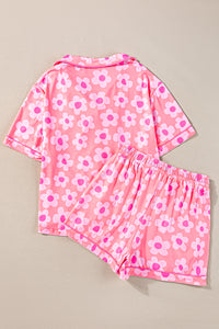 Pink Flower Print Pajamas Set