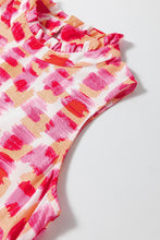 Load image into Gallery viewer, Pink Abstract Print Frilly Neck Sleeveless Mini Dress
