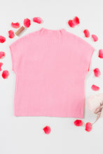 Load image into Gallery viewer, Pink Patch Pocket Ribbed Knit Short Sleeve Sweater
