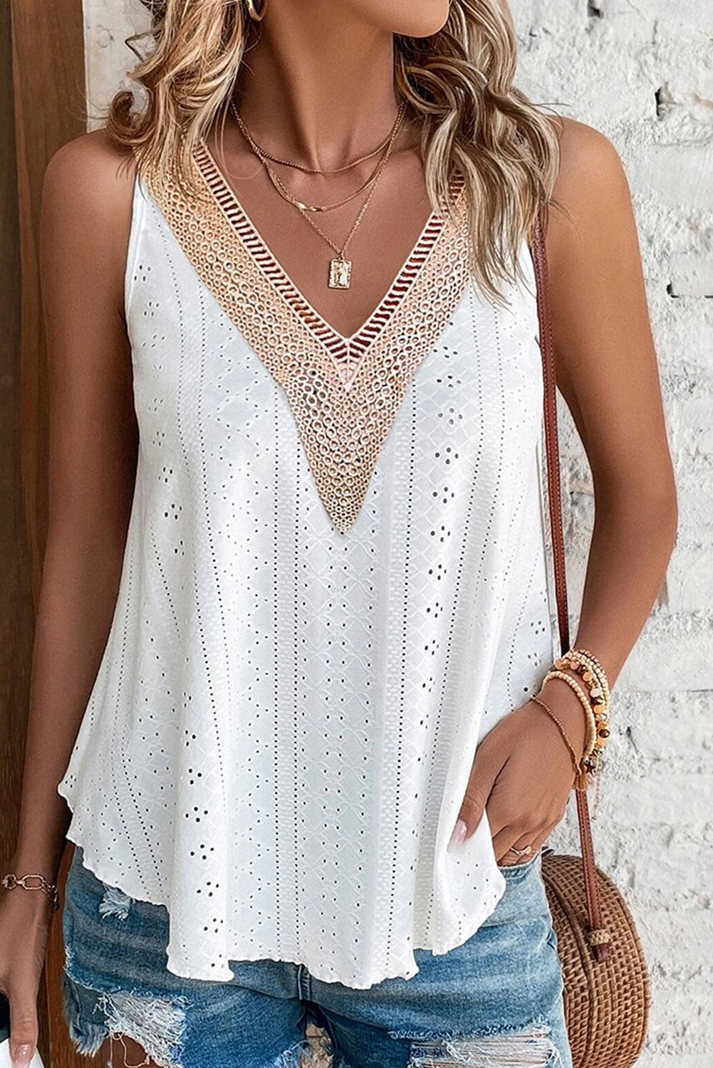 White Lace Crochet Tank Top