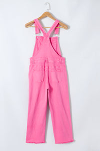 Pink Distressed Denim Overall