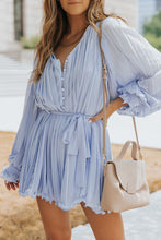 Load image into Gallery viewer, Blue Pleated Romper
