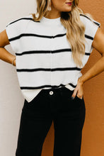 Load image into Gallery viewer, White Striped Batwing Sleeve Sweater Tee
