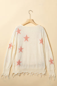 Raw Hem Star Sweater