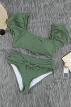 Load image into Gallery viewer, Green Bubble Sleeve swimsuit
