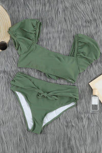 Green Bubble Sleeve swimsuit