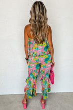Load image into Gallery viewer, Green Mix Tropical Print Strapless Ruffled Jumpsuit

