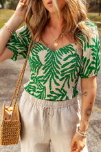 Load image into Gallery viewer, Tropical Leaf Print Smocked Crop Top
