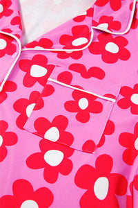 Pink Flower Print Pajamas Set