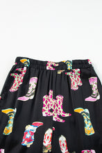 Load image into Gallery viewer, Black Western Cowgirl Boots Printed Satin Long Pajama Set

