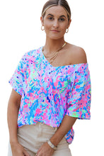 Load image into Gallery viewer, Sky Blue Loose Painted Floral Tee

