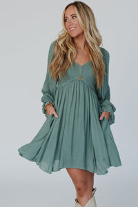 Green Flowy Short Dress