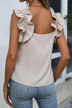 Load image into Gallery viewer, Oatmeal Solid Ruffle Trim Sleeveless Top
