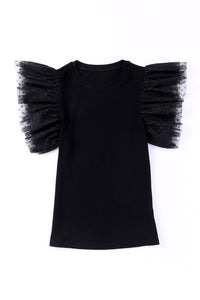 Black Ruffle Knit Top