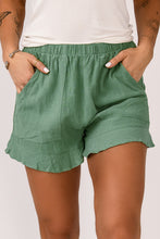 Load image into Gallery viewer, Green High Waist Pocketed Ruffle Shorts
