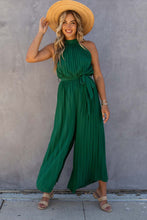 Load image into Gallery viewer, Green Open Back Pleated Jumpsuit
