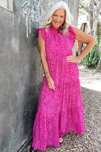 Load image into Gallery viewer, Leopard Print Ruffled Trim Tiered Maxi Dress
