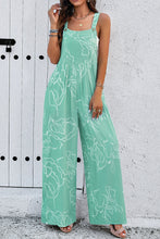 Load image into Gallery viewer, Moonlight Jade Printed Bib Wide Leg Overalls
