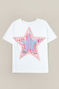 White Star Patchwork Loose T-shirt