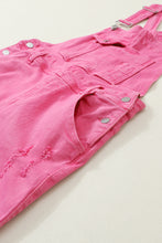 Load image into Gallery viewer, Pink Distressed Denim Overall
